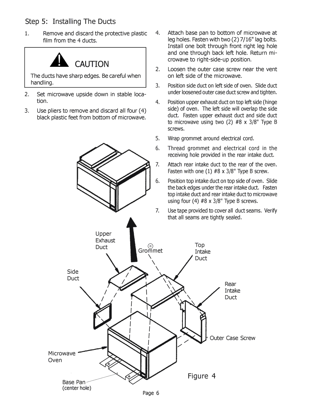 Thermador MET27B, MET30B installation instructions Installing The Ducts 