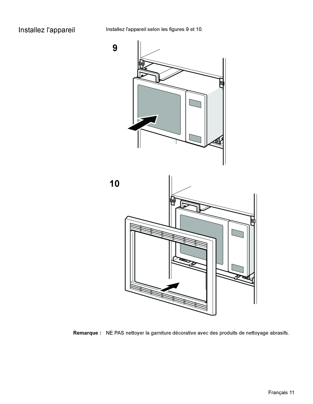 Thermador MET27E, MET30E installation manual 9 10, Installez lappareil selon les figures 9 et, Français 