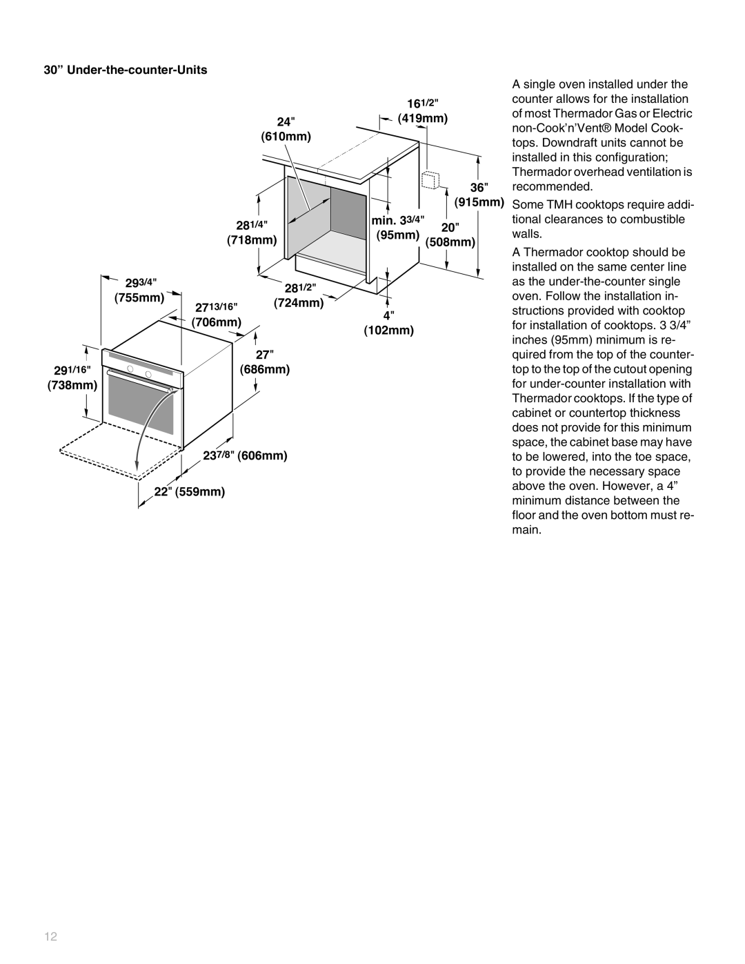 Thermador POD301, MEW301, MEMW301, MEM271, MEM301, MED272, MEMC301, MEMW271, PO301, ME302, MEMCW301, MED302 Under-the-counter-Units 