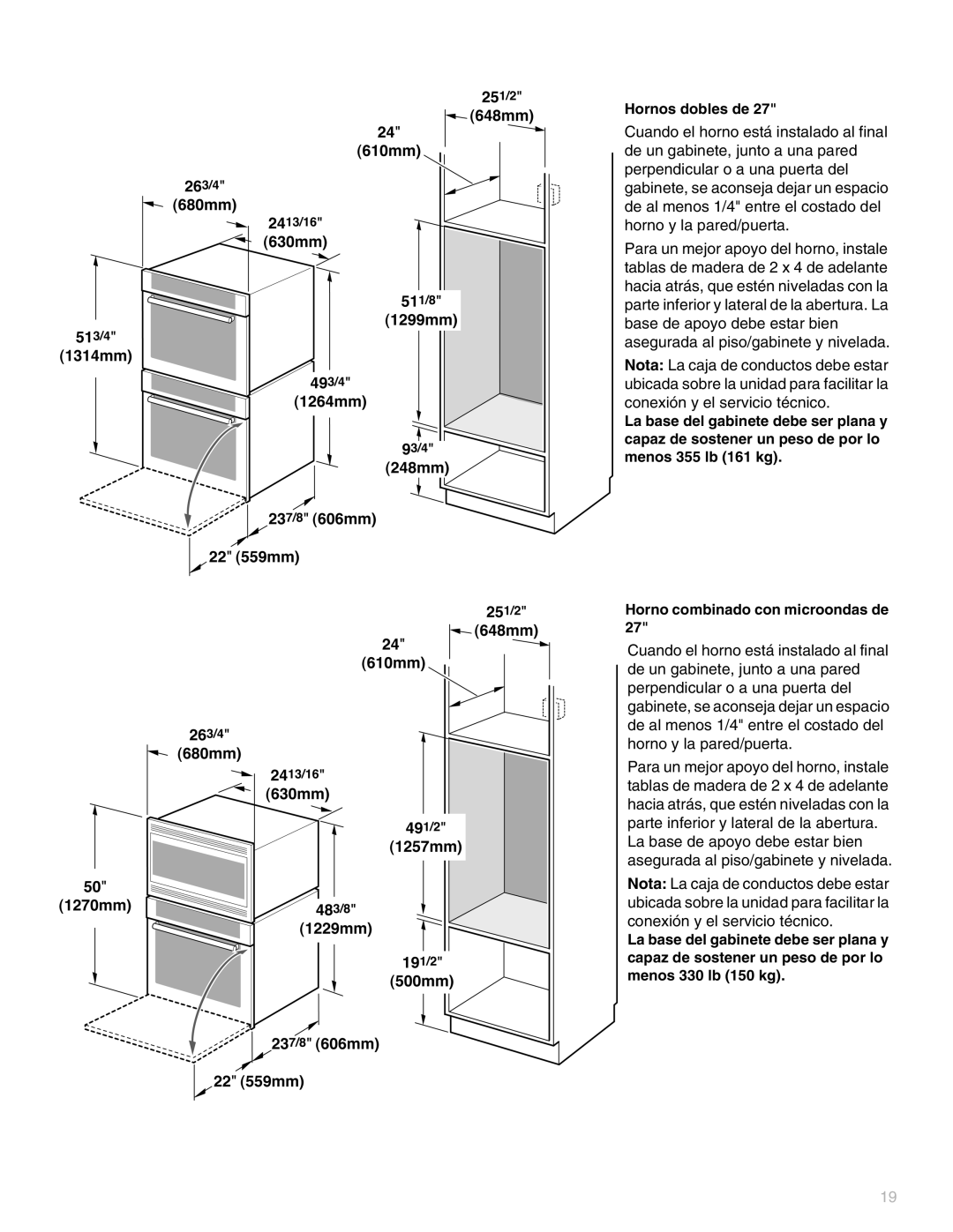 Thermador ME301, MEW301, MEMW301, MEM271, MEM301, MED272, MEMC301, MEMW271, PO301, ME302, MEMCW301, MED302, POM301 Hornos dobles de 