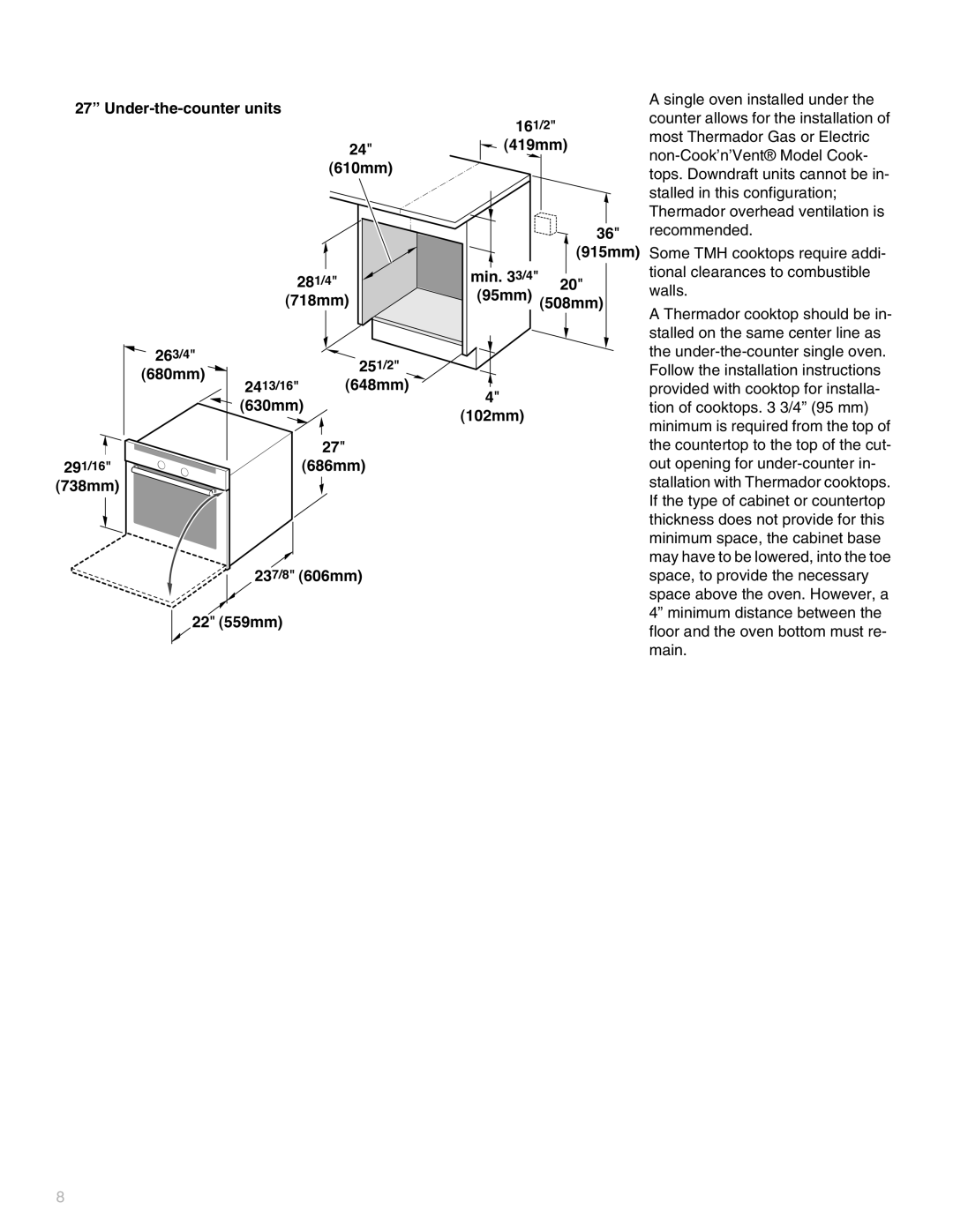 Thermador ME302, MEW301, MEMW301, MEM271, MEM301, MED272, MEMC301, MEMW271, PO301, MEMCW301, MED302, POM301 Under-the-counter units 