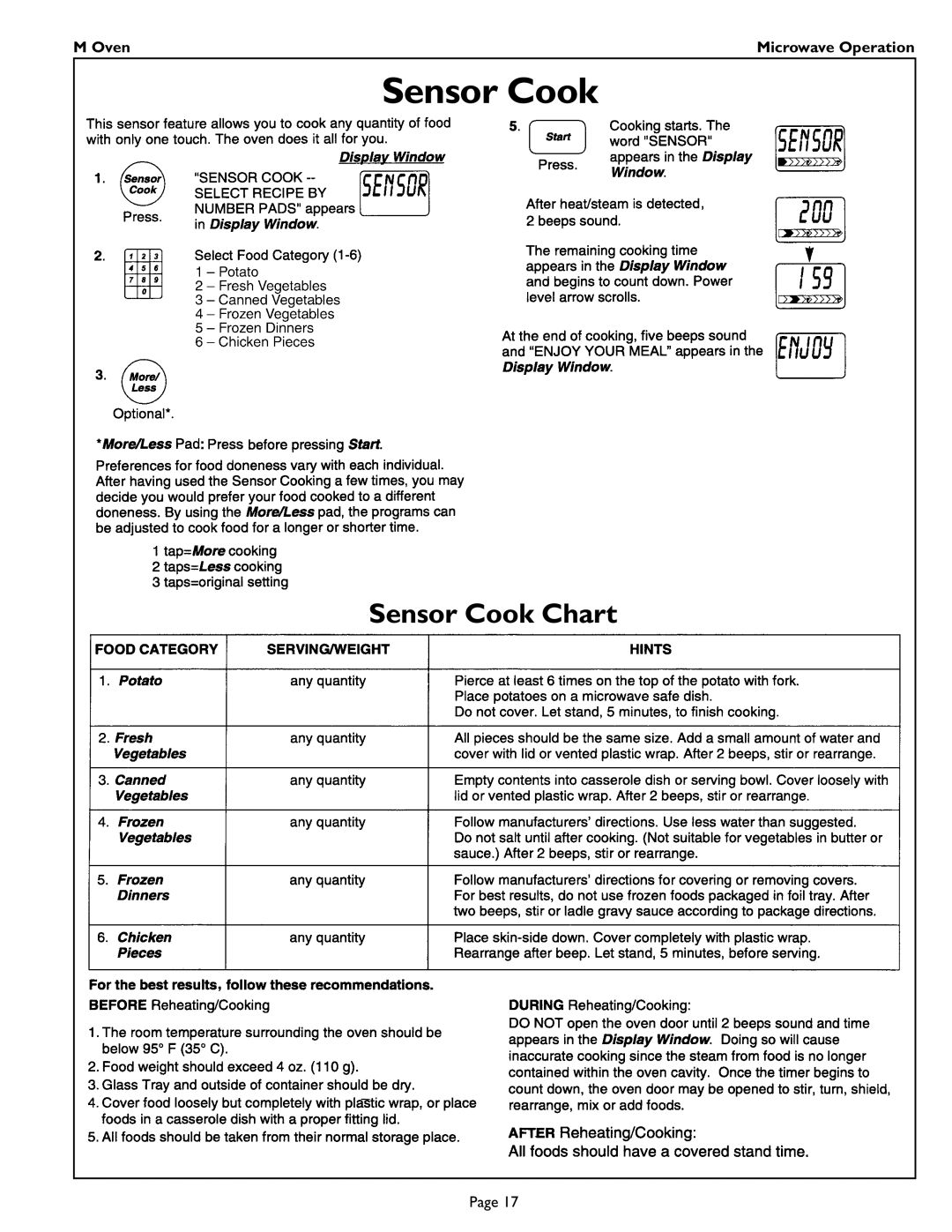 Thermador MT27 manual Sensor Cook 