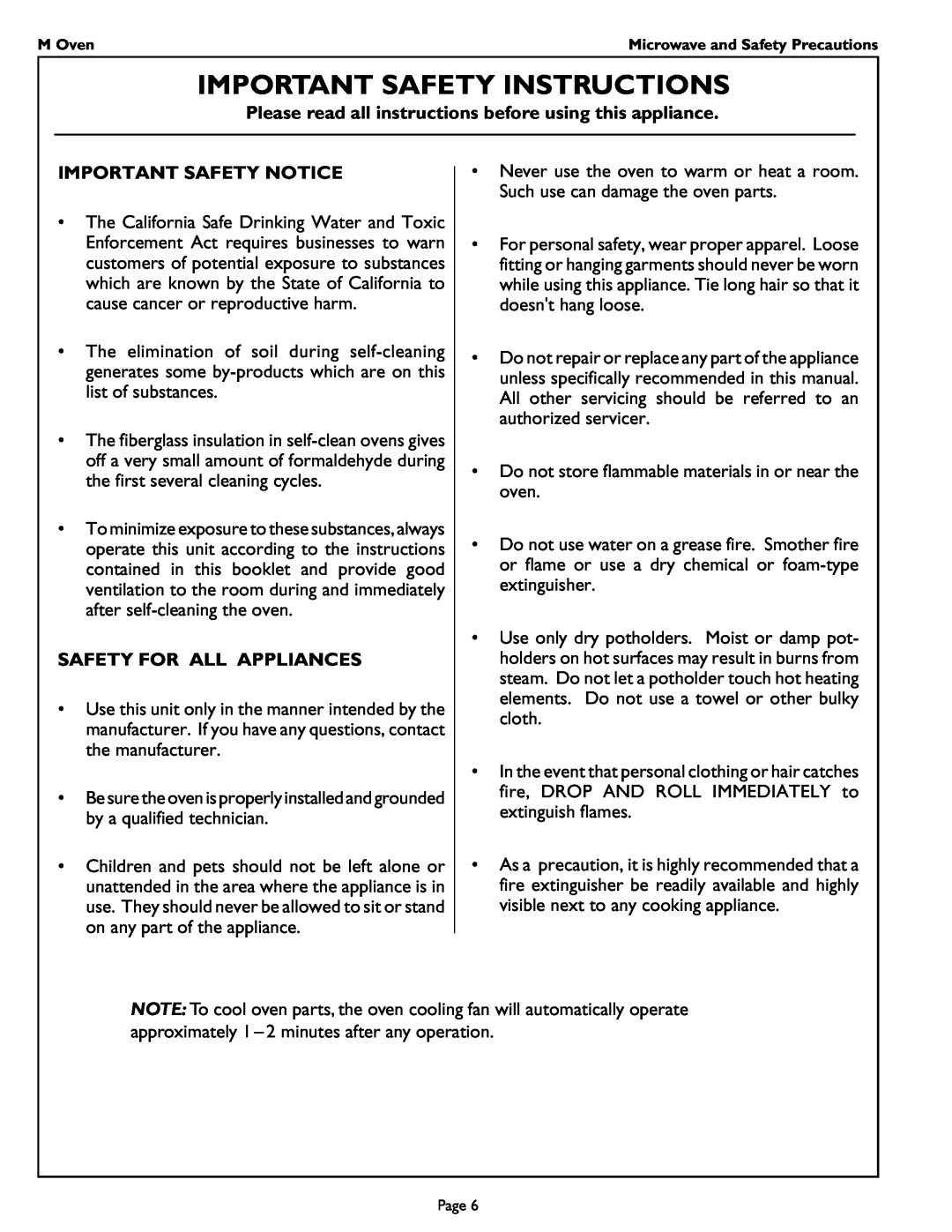 Thermador MT27 manual Important Safety Instructions, Please read all instructions before using this appliance 