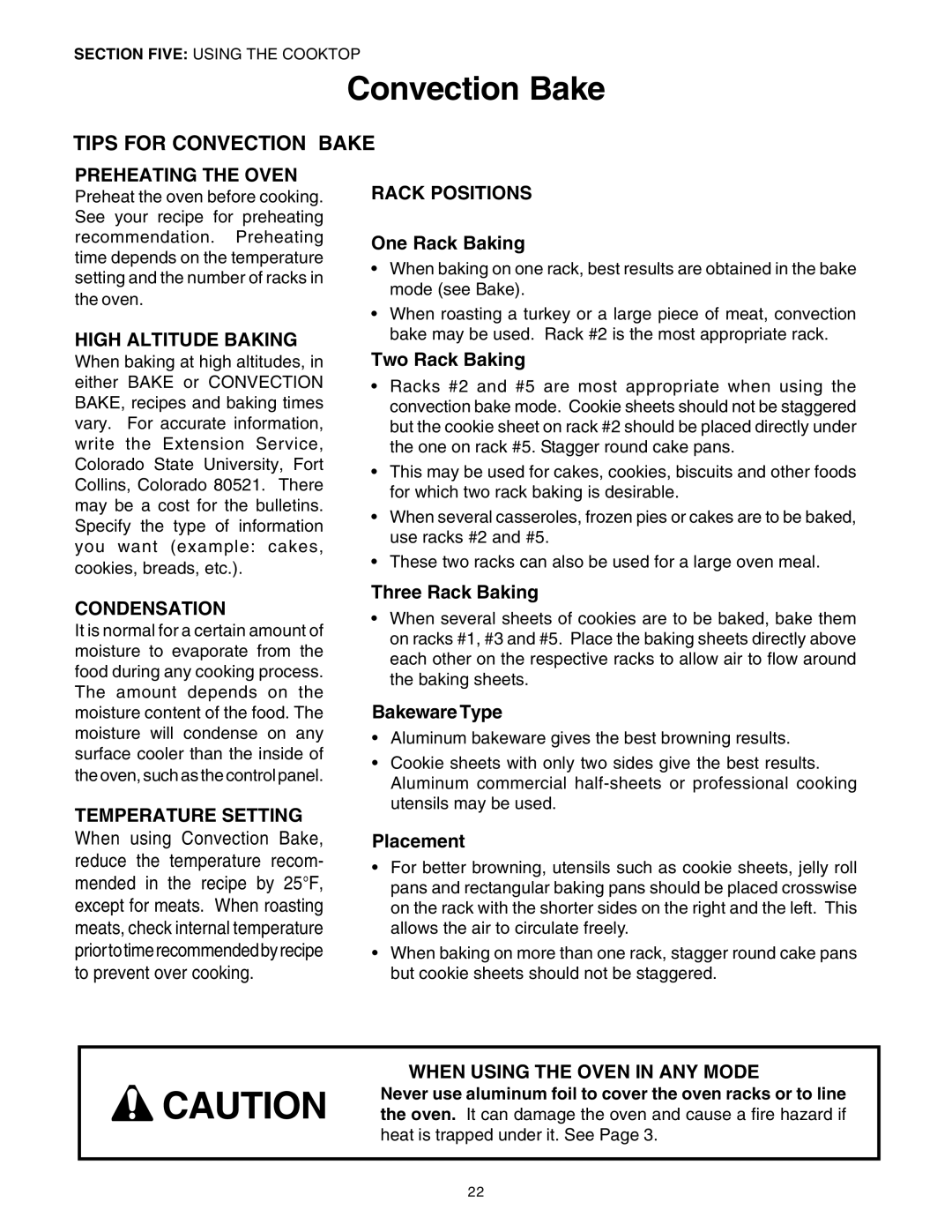 Thermador P30 P36 manuel dutilisation Tips for Convection Bake 