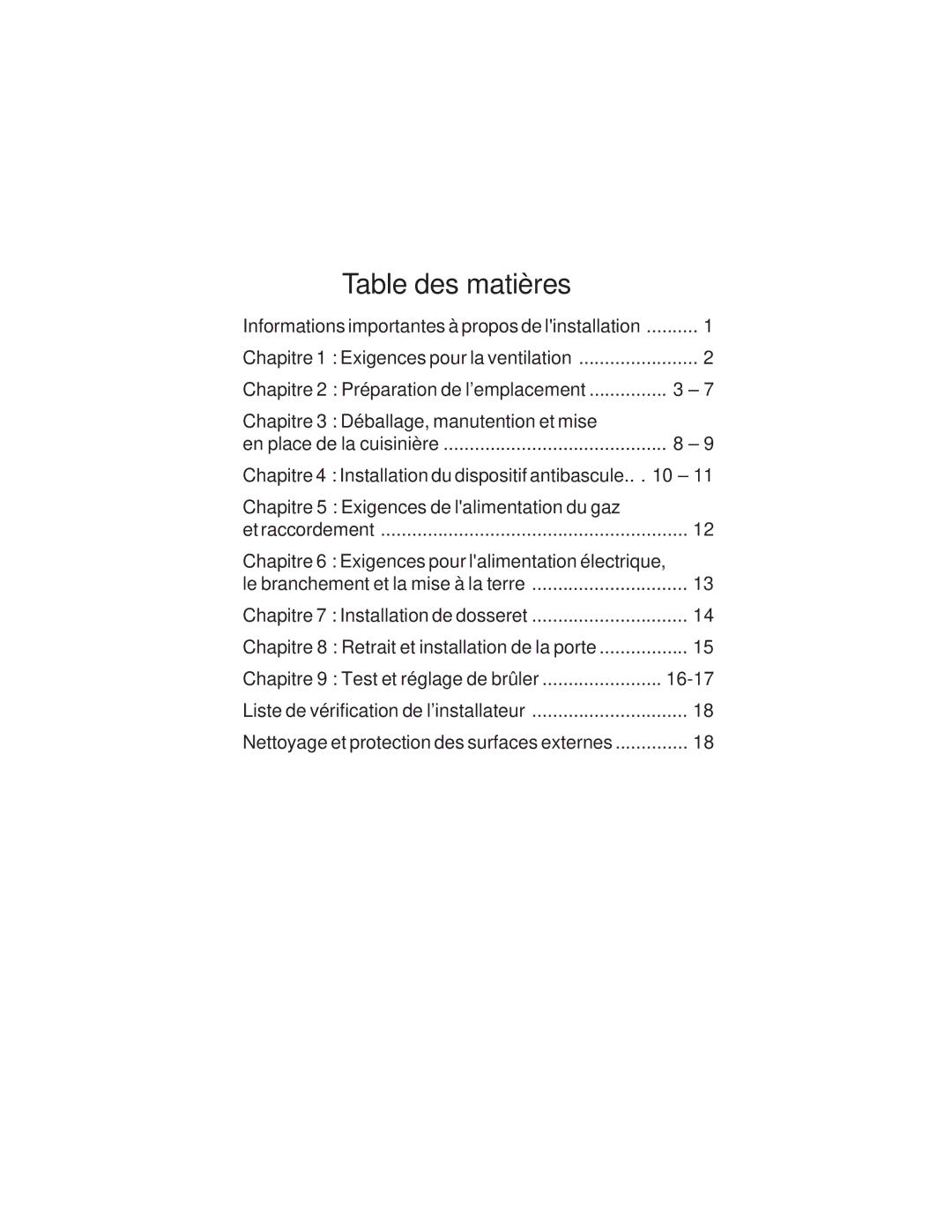 Thermador P30 installation instructions Table des matières 