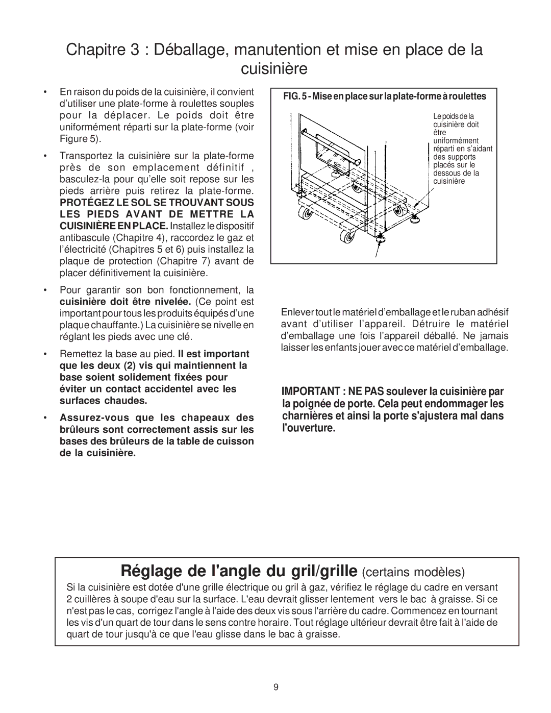 Thermador P30 installation instructions Réglage de langle du gril/grille certains modèles 