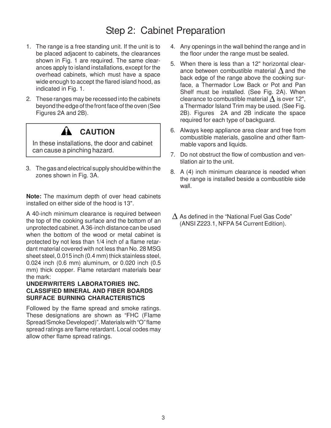 Thermador P30 installation instructions Cabinet Preparation 