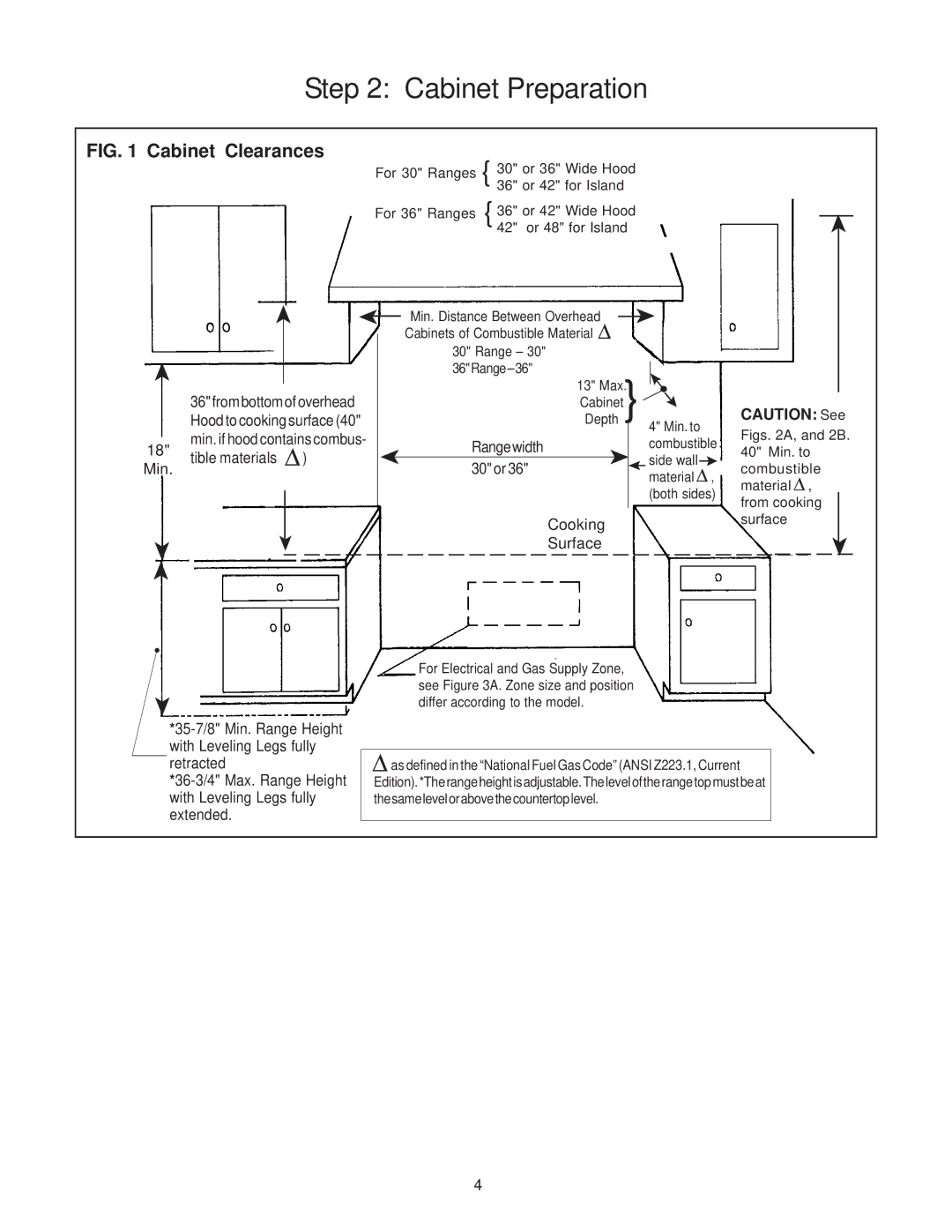 Thermador P30 installation instructions Cabinet Clearances 