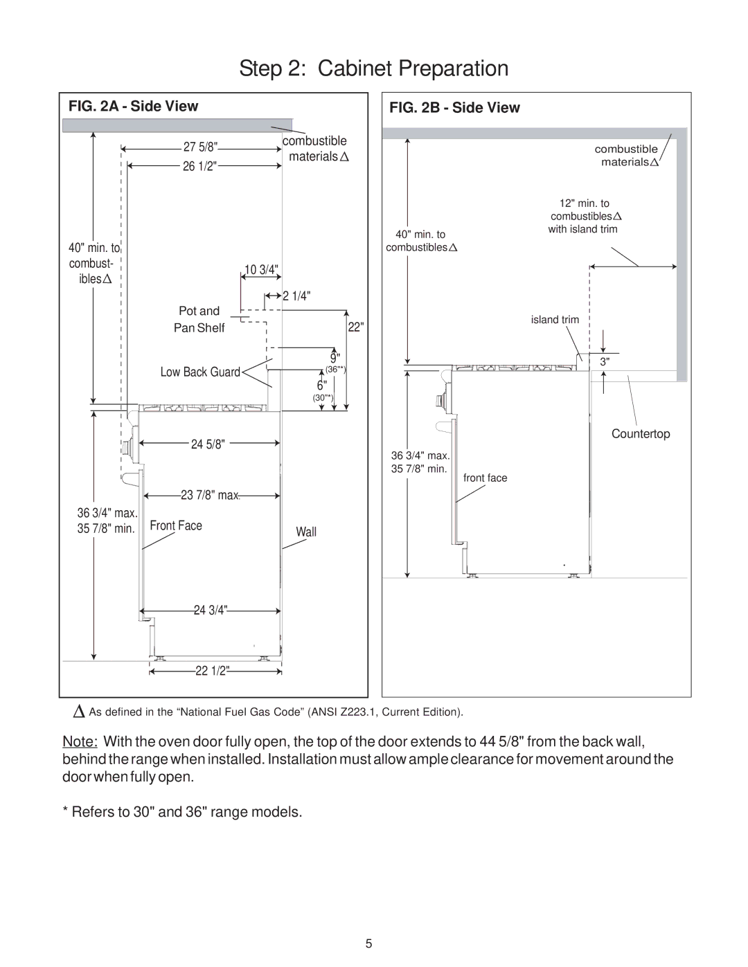 Thermador P30 installation instructions Side View 