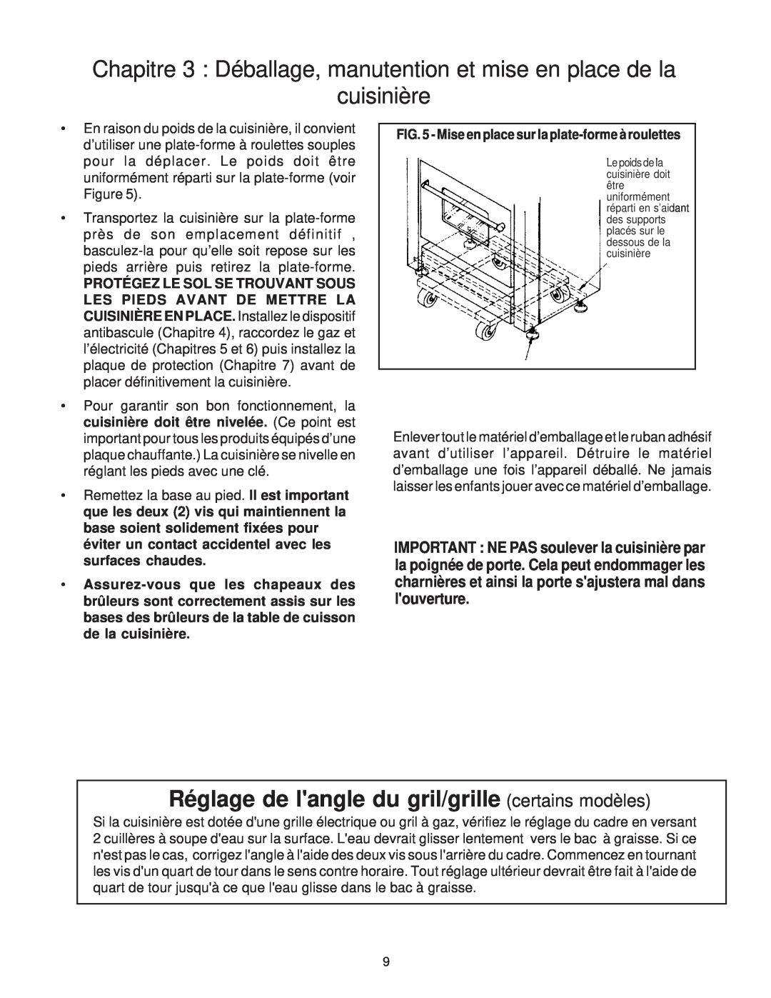 Thermador P30 installation instructions Réglage de langle du gril/grille certains modèles, cuisinière, 57,8 cm 22-3/4 PO 