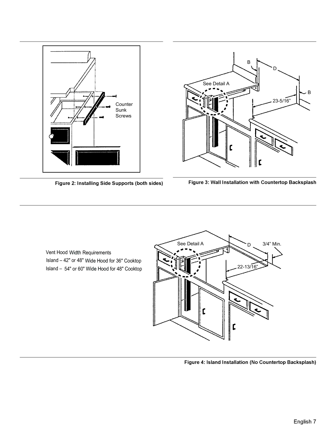 Thermador PCG36, PCG48, PCG30 installation manual Island 54 or 60 Wide Hood for 48 Cooktop 