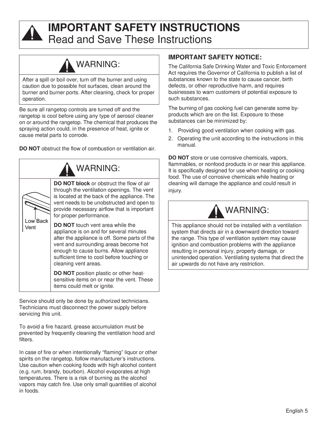 Thermador PCG48, PCG36, PCG30 manual Important Safety Notice 