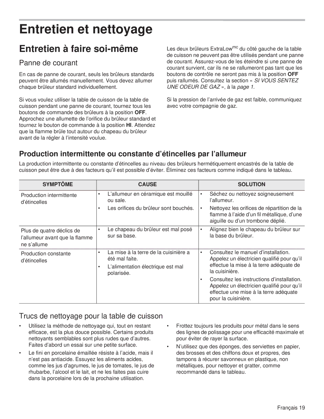 Thermador PCG36, PCG48 Entretien et nettoyage, Entretien à faire soi-même, Trucs de nettoyage pour la table de cuisson 