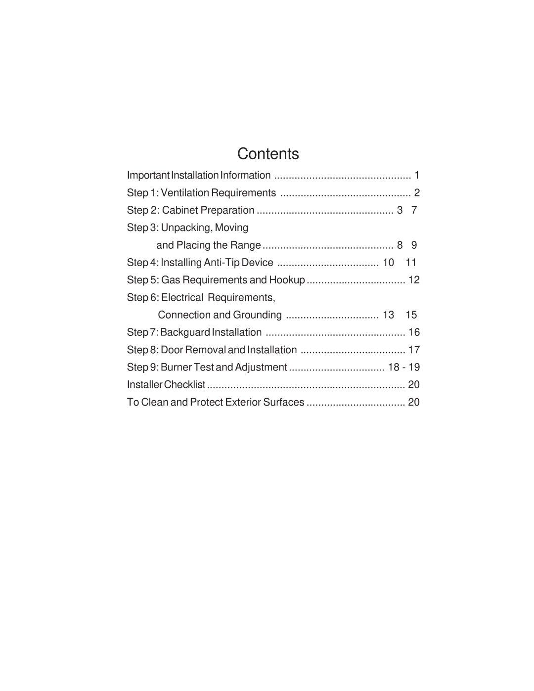 Thermador PD30, PD36, PD48 installation instructions Contents 