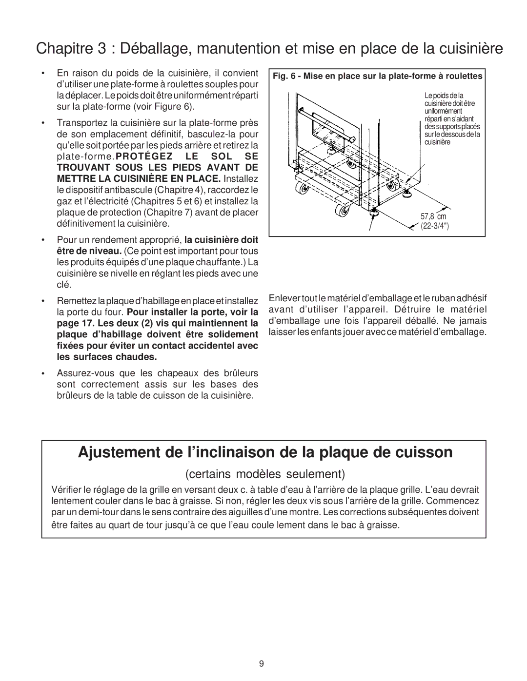 Thermador PD30, PD36, PD48 installation instructions Ajustement de l’inclinaison de la plaque de cuisson 