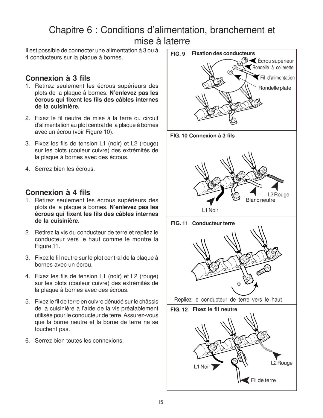 Thermador PD30, PD36, PD48 installation instructions Connexion à 3 fils, Connexion à 4 fils 