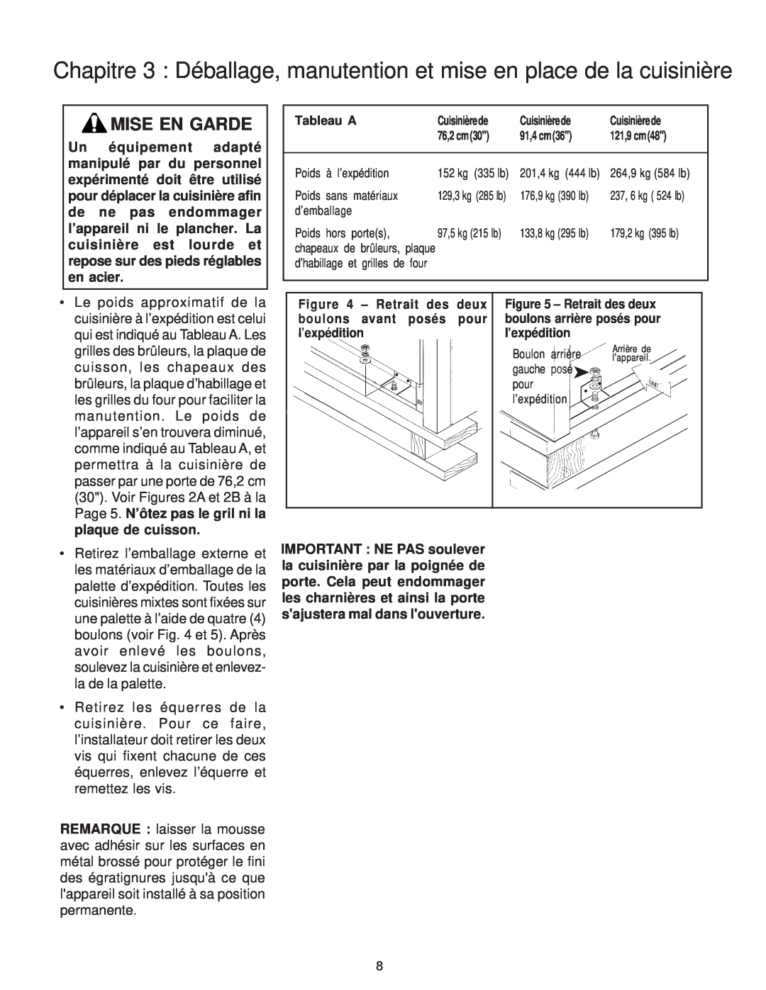Thermador PD30 installation instructions Mise En Garde, Page 5. N’ôtez pas le gril ni la, plaque de cuisson 