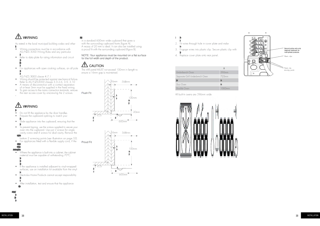 Thermador POR663, PDR790, PGR657 Installing Your Appliance, AS/NZS 3000 clause, Cabinet Construction for your appliance 