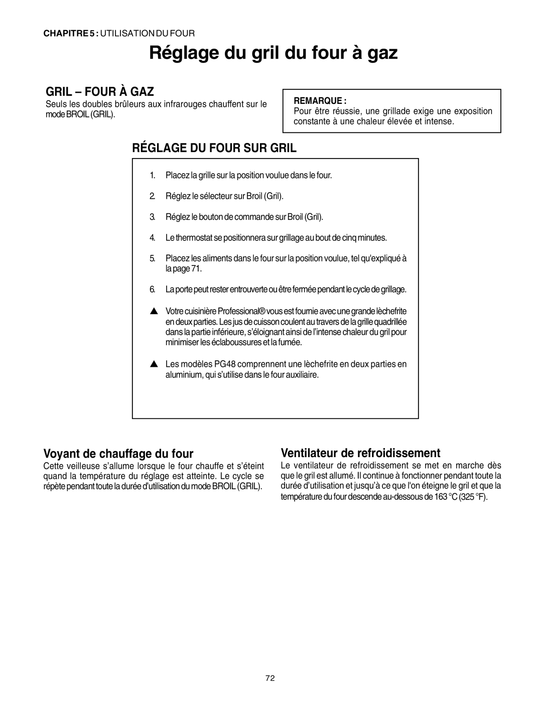 Thermador PG30 Réglage du gril du four à gaz, Gril Four À GAZ, Réglage DU Four SUR Gril, Voyant de chauffage du four 