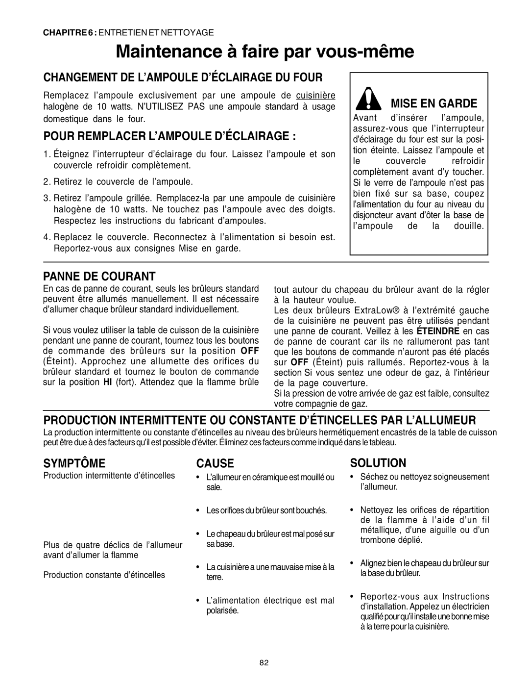 Thermador PG30 manuel dutilisation Maintenance à faire par vous-même 