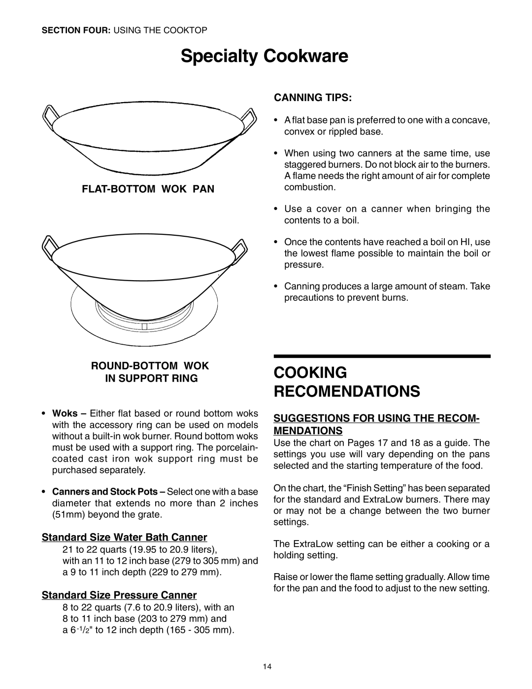 Thermador PG30 Specialty Cookware, Cooking Recomendations, Canning Tips, Flat-Bottomwok Pan, Standard Size Pressure Canner 
