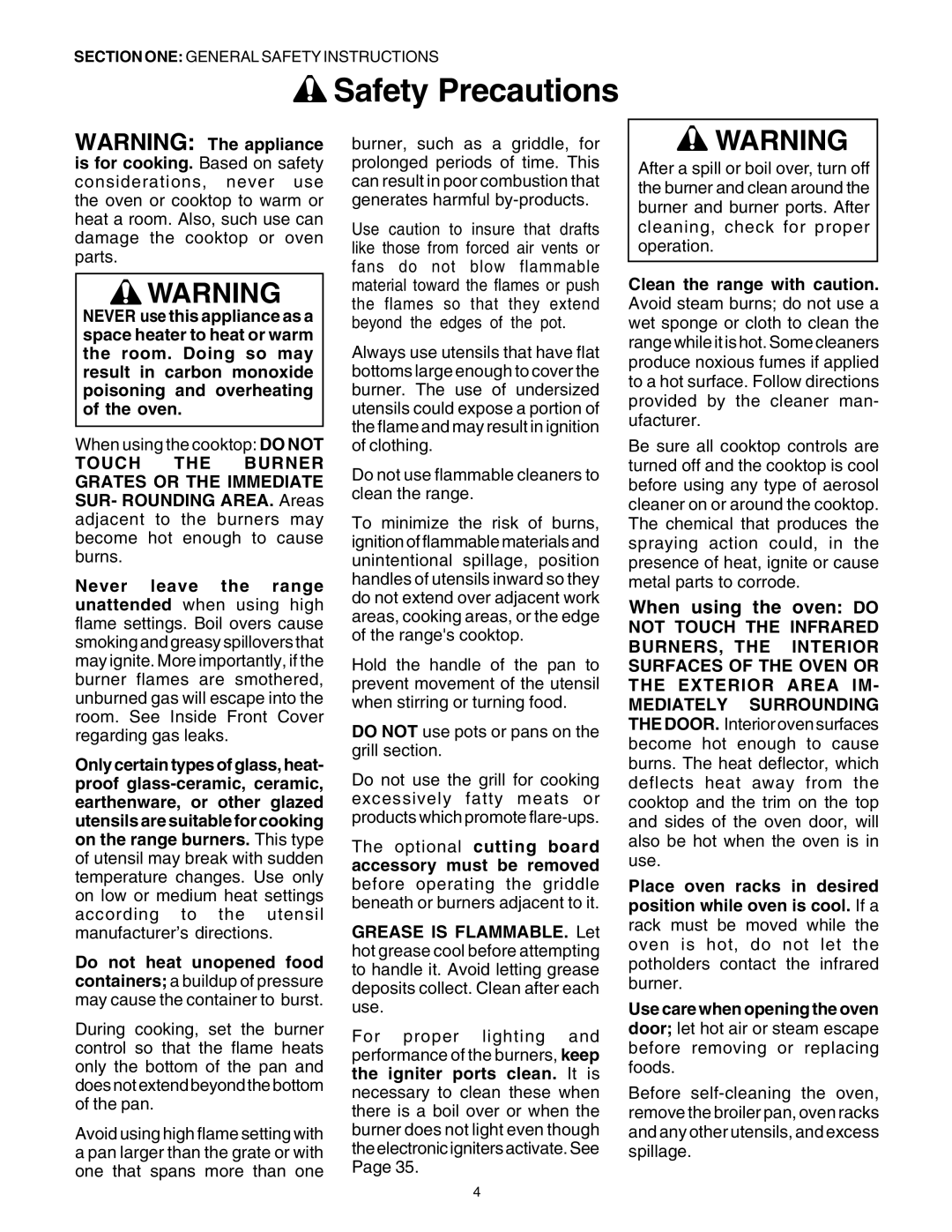 Thermador PG30 manuel dutilisation Safety Precautions, When using the cooktop: DO NOT 