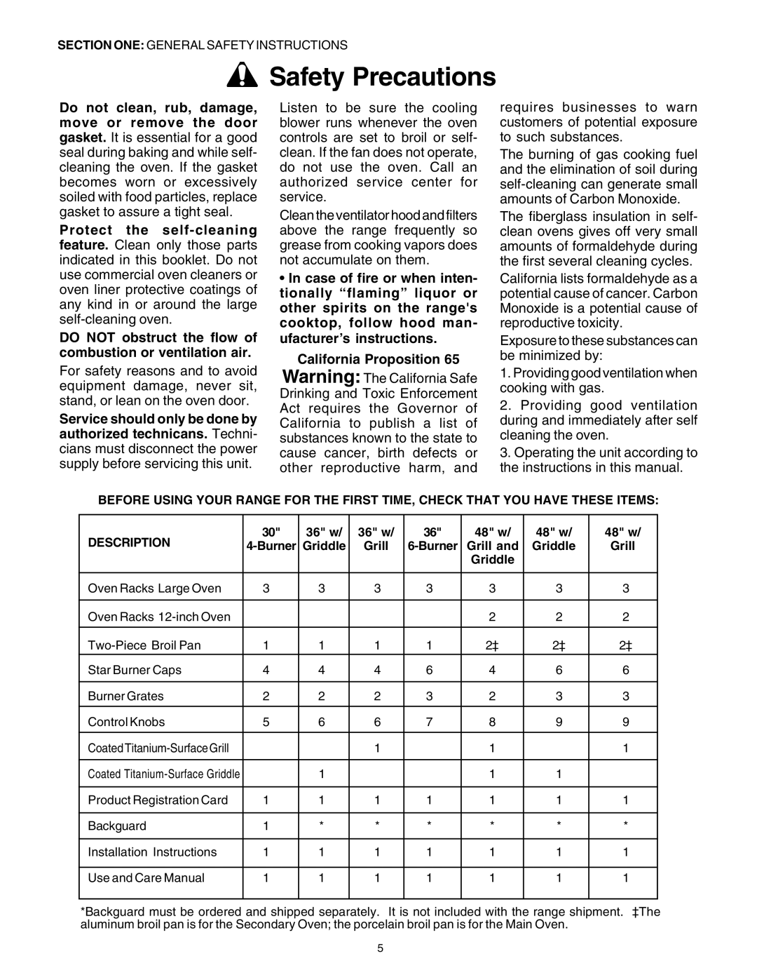 Thermador PG30 manuel dutilisation Safety Precautions, California Proposition 