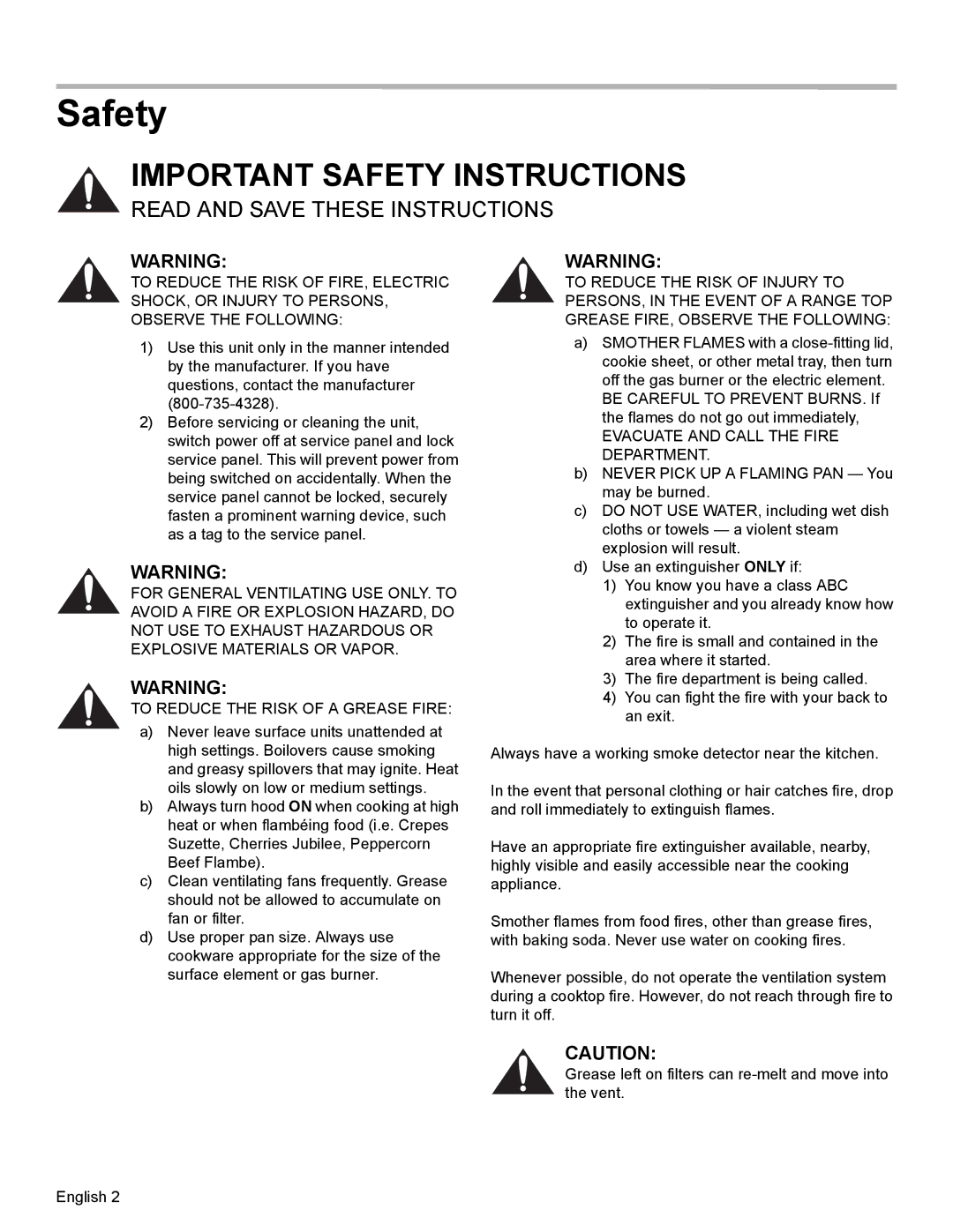 Thermador PH30, PH54, PH48, PH42, PH36 manual Important Safety Instructions 