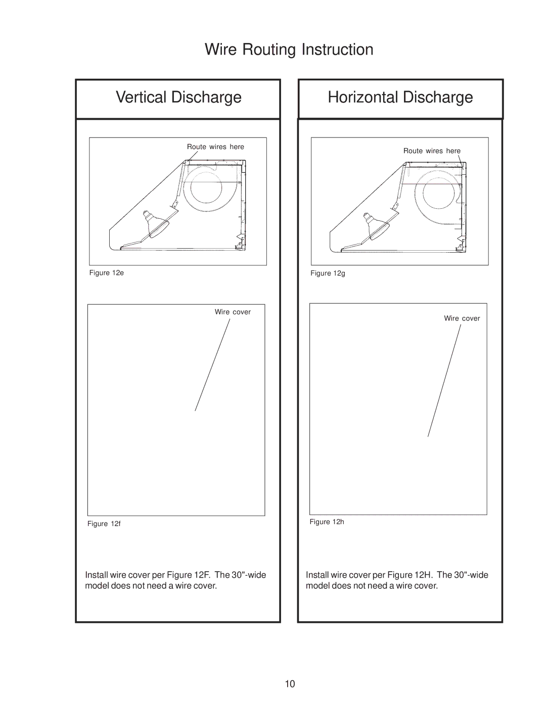 Thermador PH48, PH54, PH42, PH36, PH30 installation instructions Route wires here Wire cover 