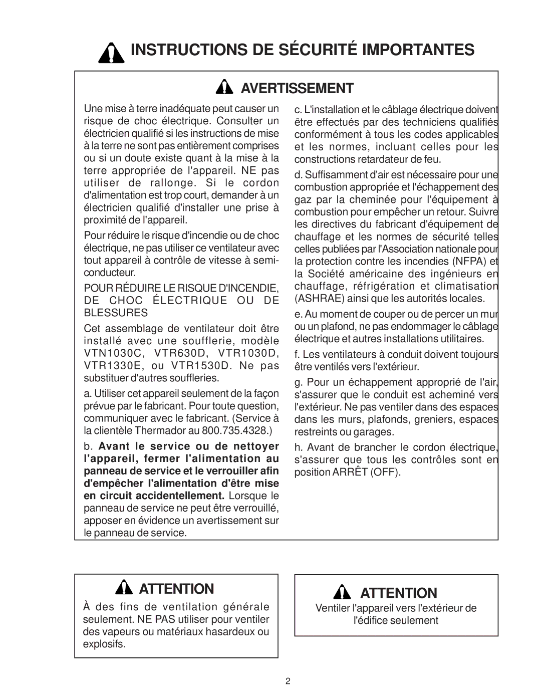 Thermador PH30, PH54, PH48, PH42, PH36 installation instructions Instructions DE Sécurité Importantes 