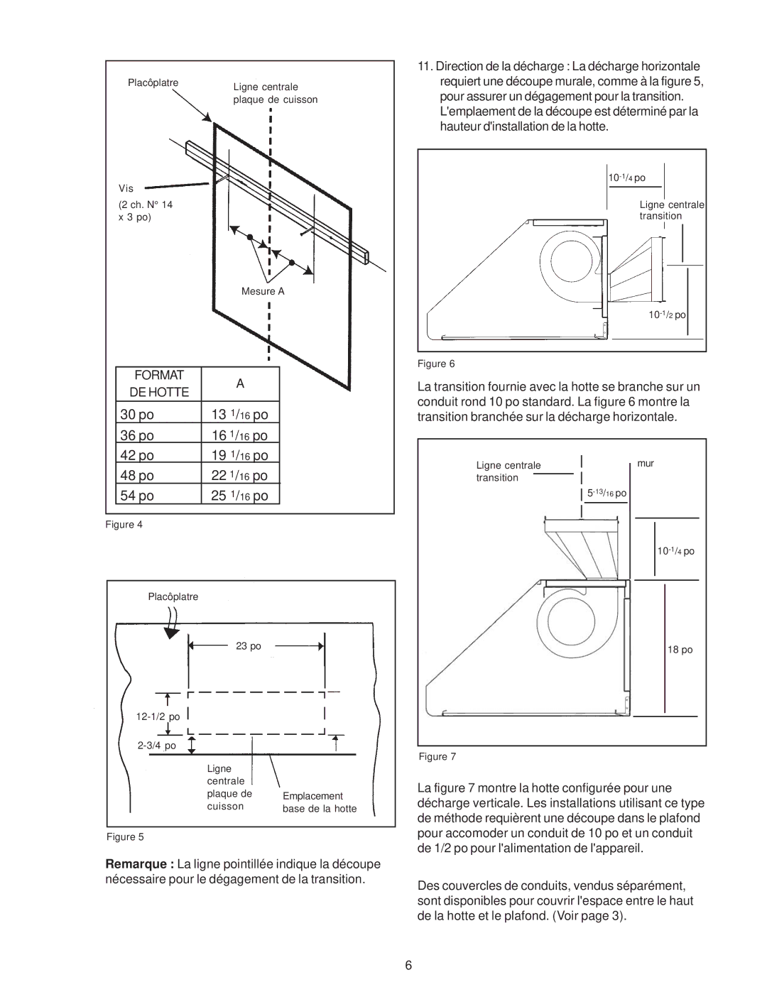 Thermador PH36, PH54, PH48, PH42, PH30 installation instructions 30 po 13 1/16 po 36 po 