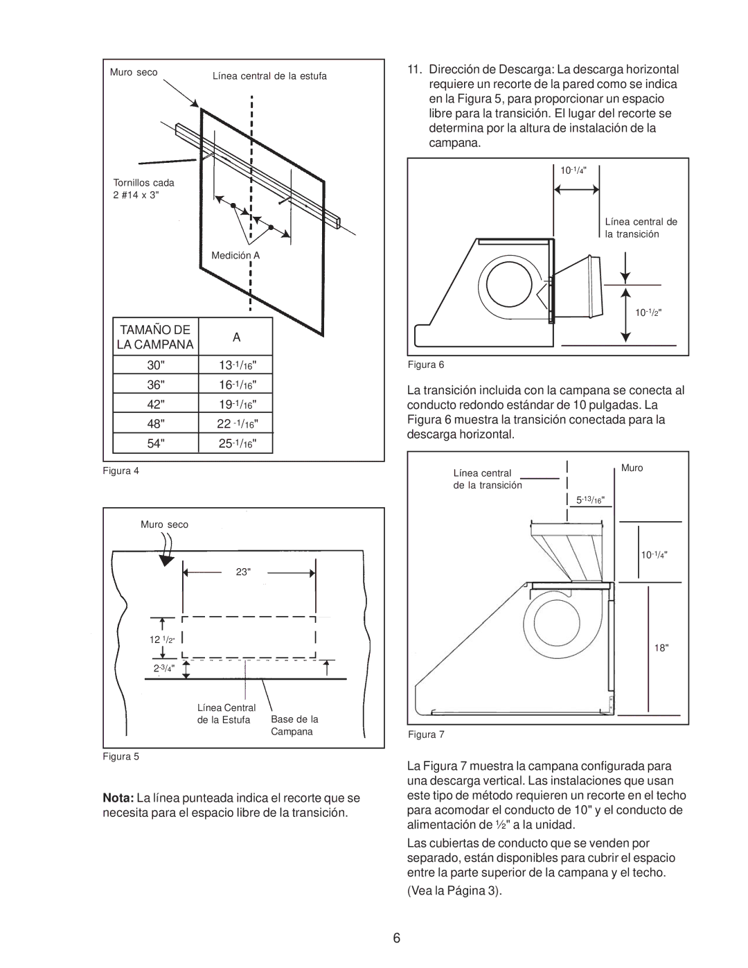 Thermador PH30, PH54, PH48, PH42, PH36 installation instructions Tamaño DE 