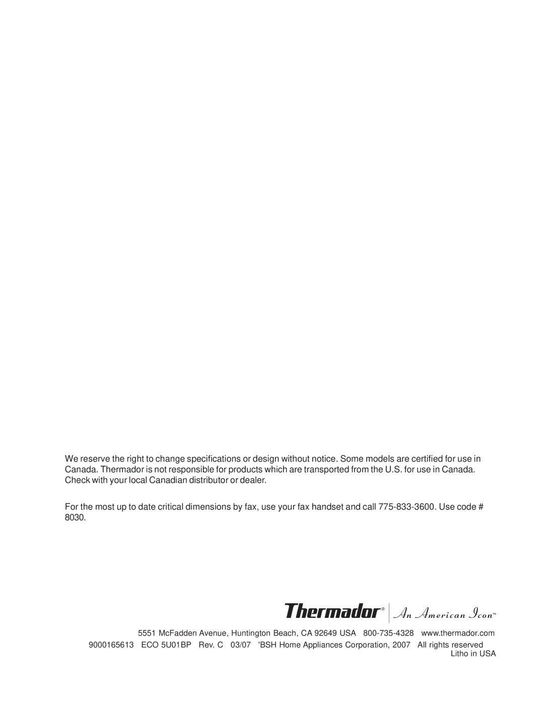 Thermador PH36, PH54, PH48, PH42, PH30 installation instructions 