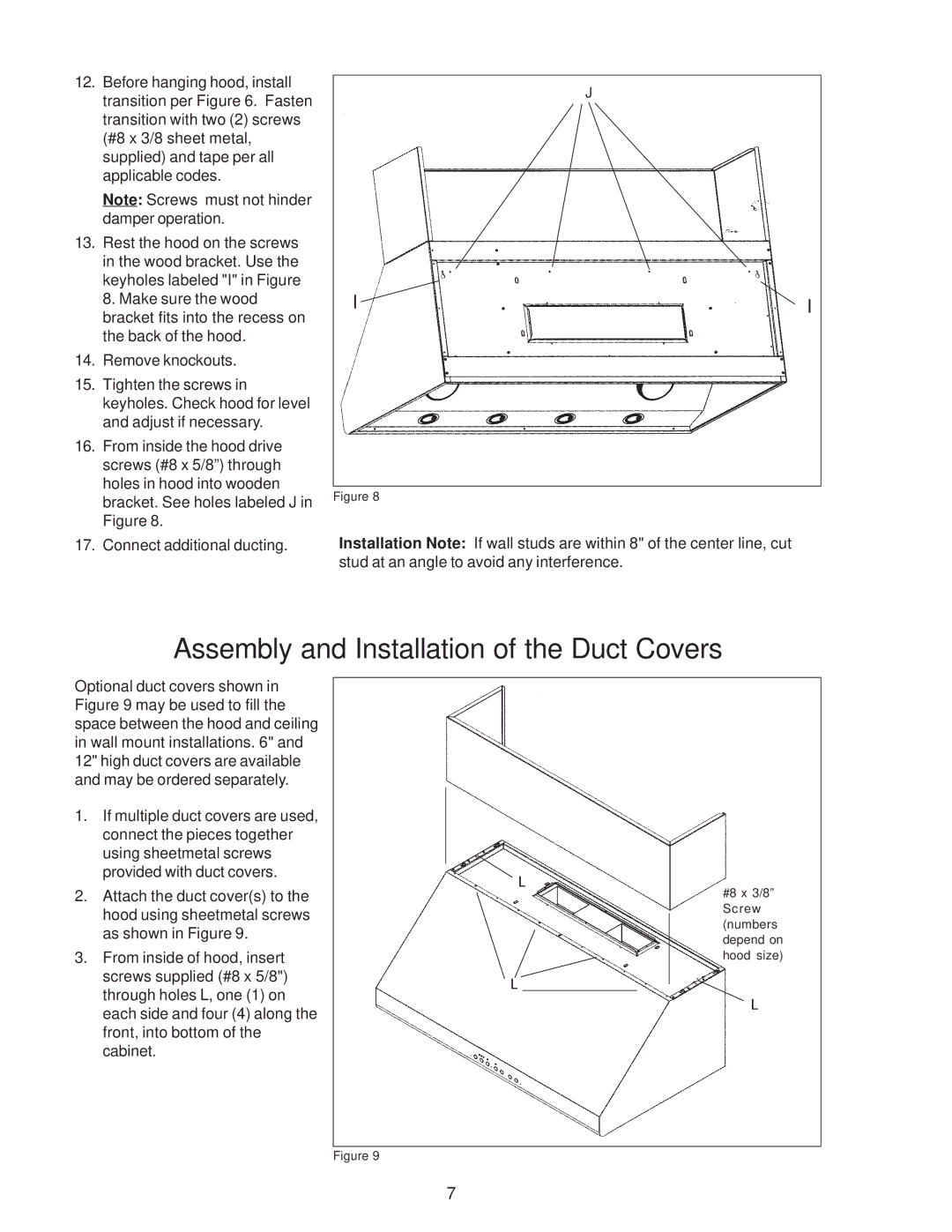 Thermador PH36, PH54, PH48, PH42, PH30 installation instructions Assembly and Installation of the Duct Covers 