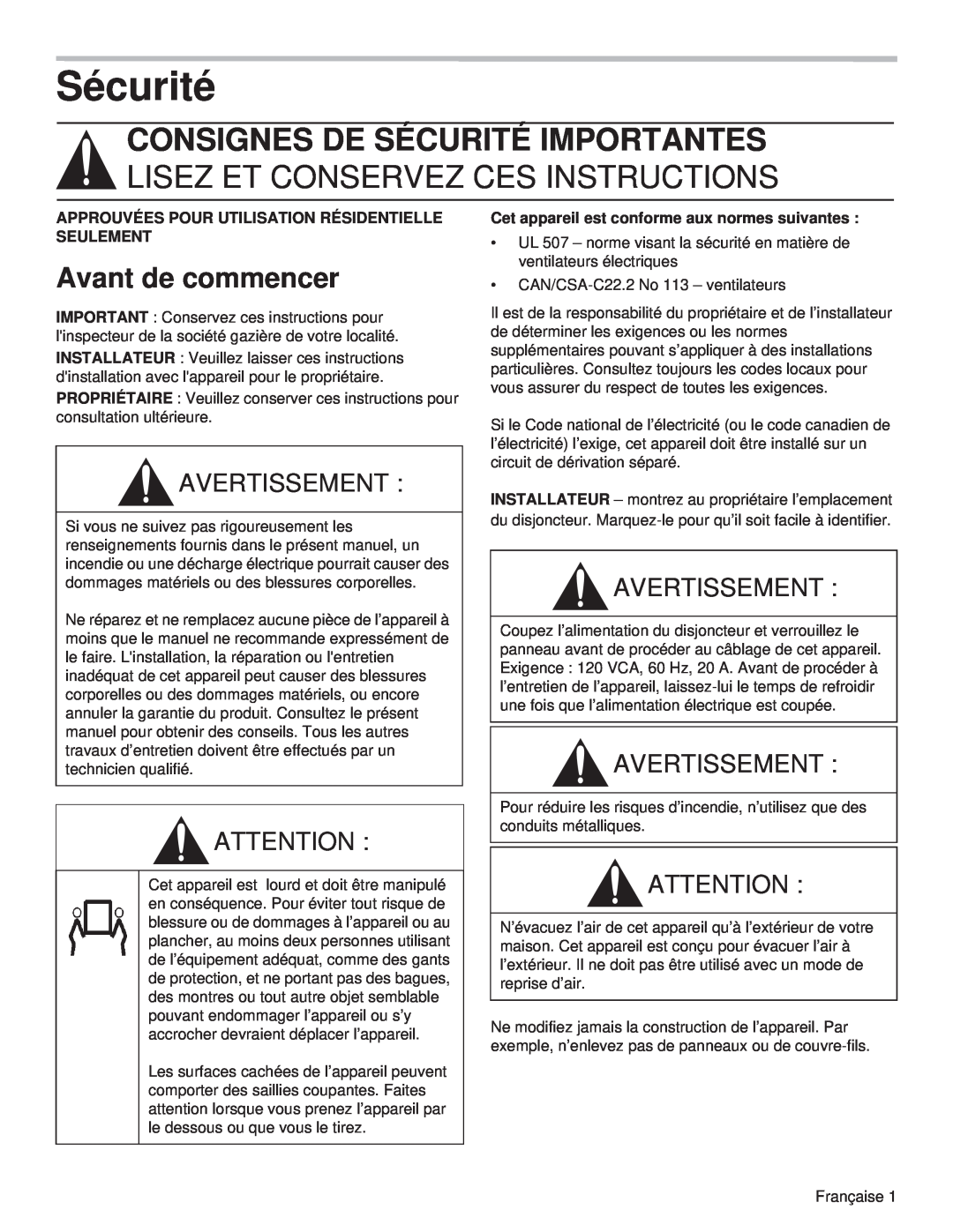 Thermador PH36GS, PH54GS Consignes De Sécurité Importantes, Lisez Et Conservez Ces Instructions, Avant de commencer 