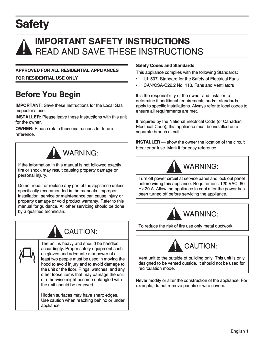 Thermador PH42GS, PH54GS, PH48HS Important Safety Instructions, Read And Save These Instructions, Before You Begin 