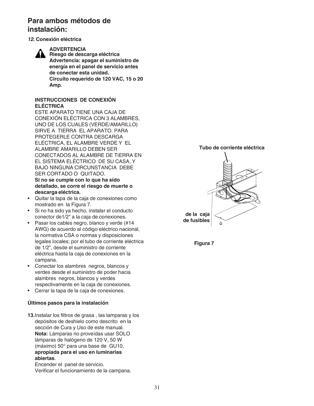 Thermador PHH36DS, PHH30DS manual Para ambos métodos de instalación, Conexión eléctrica, Instrucciones DE Conexión Eléctrica 