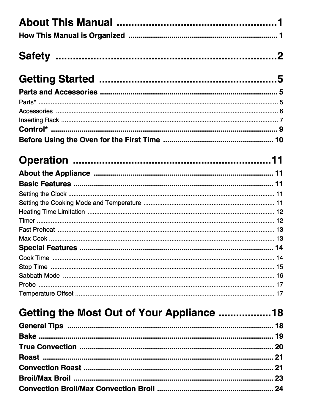 Thermador POD 302 manual About This Manual, Safety, Getting Started, Operation, Getting the Most Out of Your Appliance 