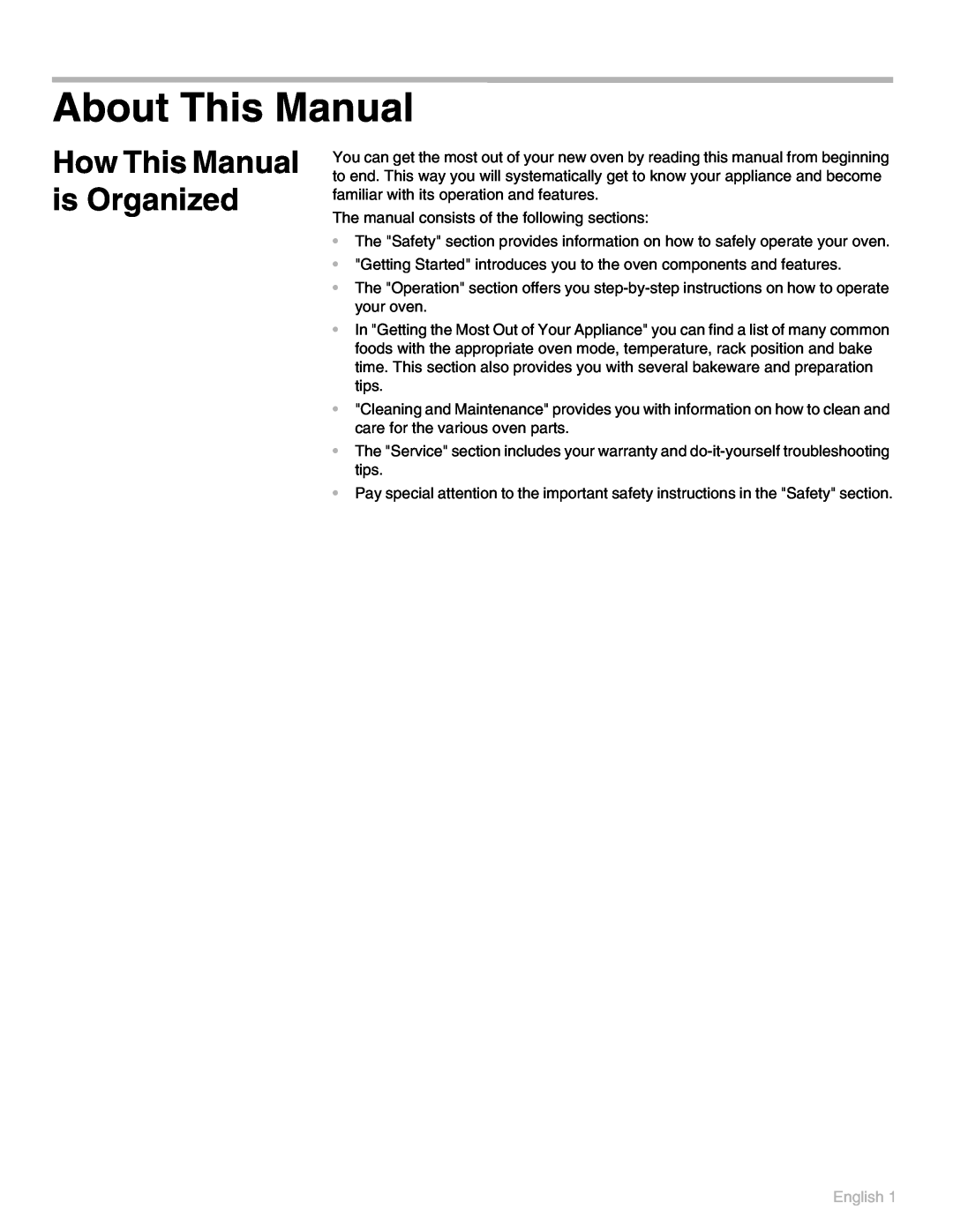 Thermador POD 302 manual About This Manual, How This Manual is Organized, English 
