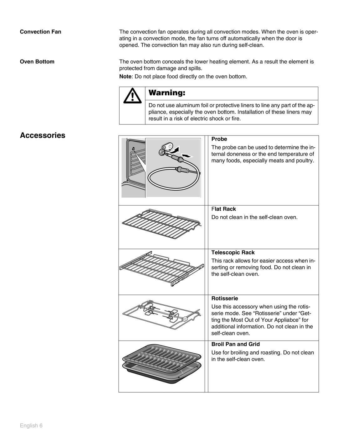 Thermador POD302 manual Accessories 