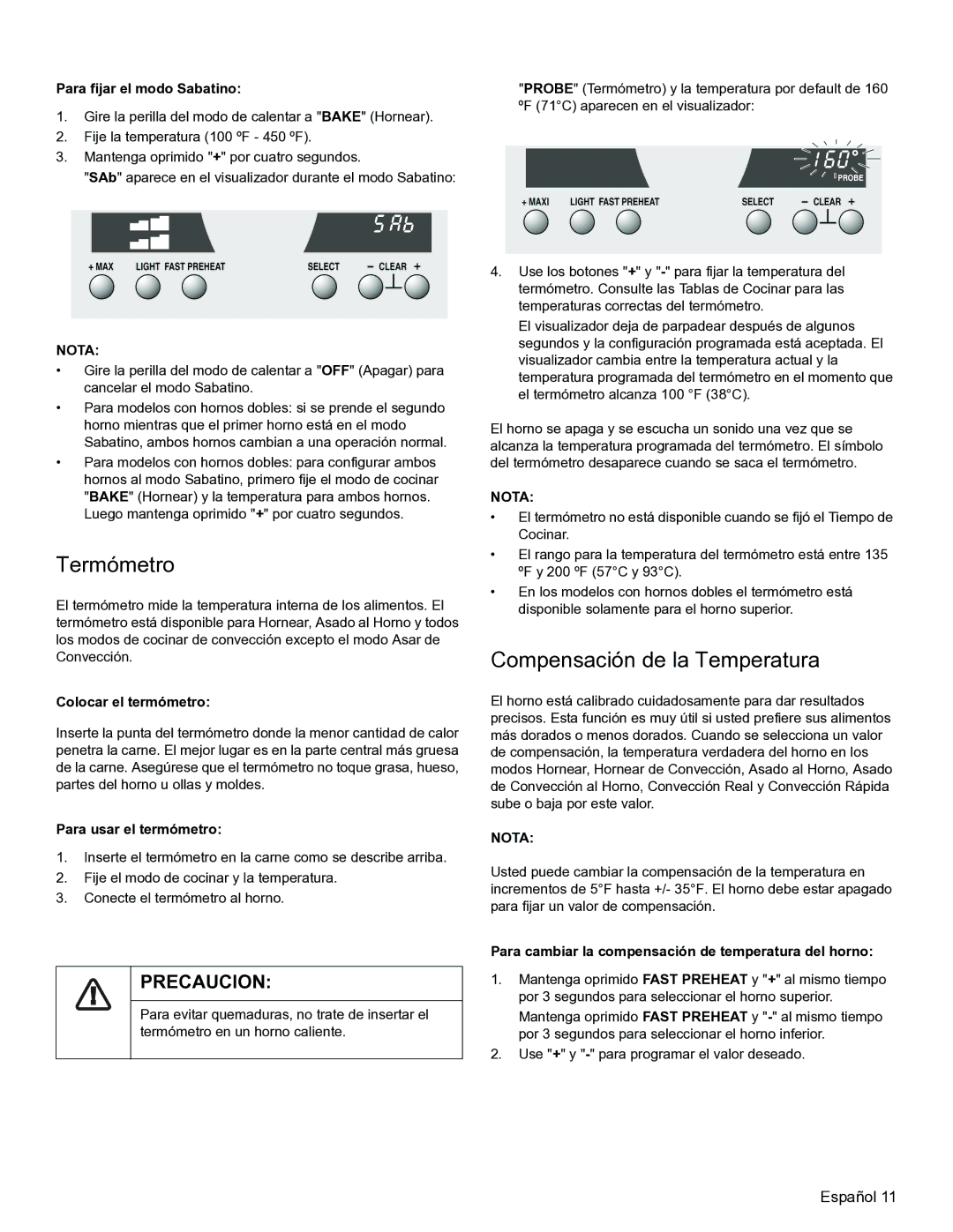 Thermador PODM301, PODMW301 manual Termómetro, Compensación de la Temperatura 