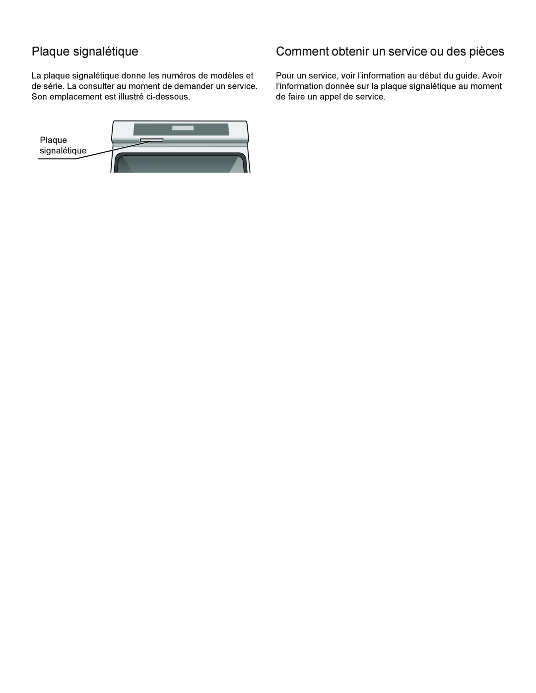 Thermador PODMW301, PODM301 manual Plaque signalétique, Comment obtenir un service ou des pièces 