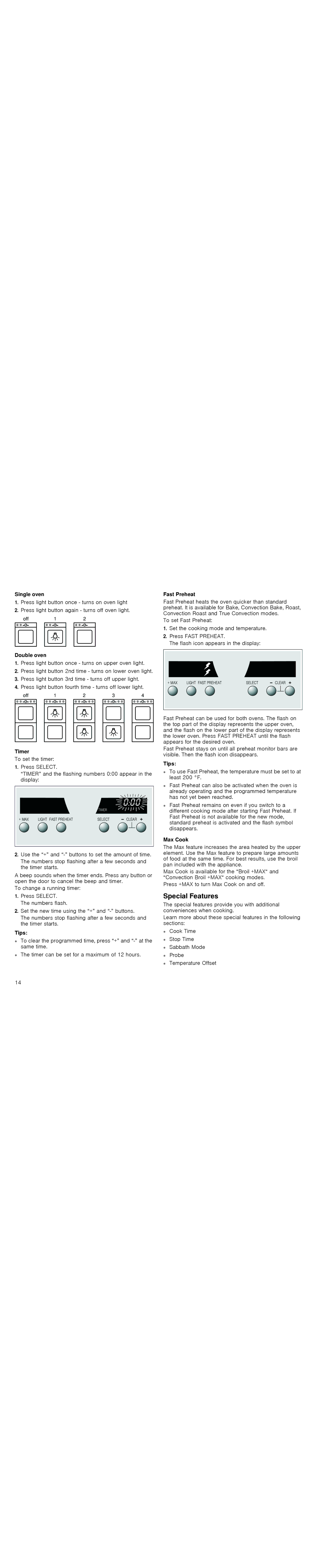 Thermador POD301J, PODM301J, PODMW301J, PODC302J manual Special Features 