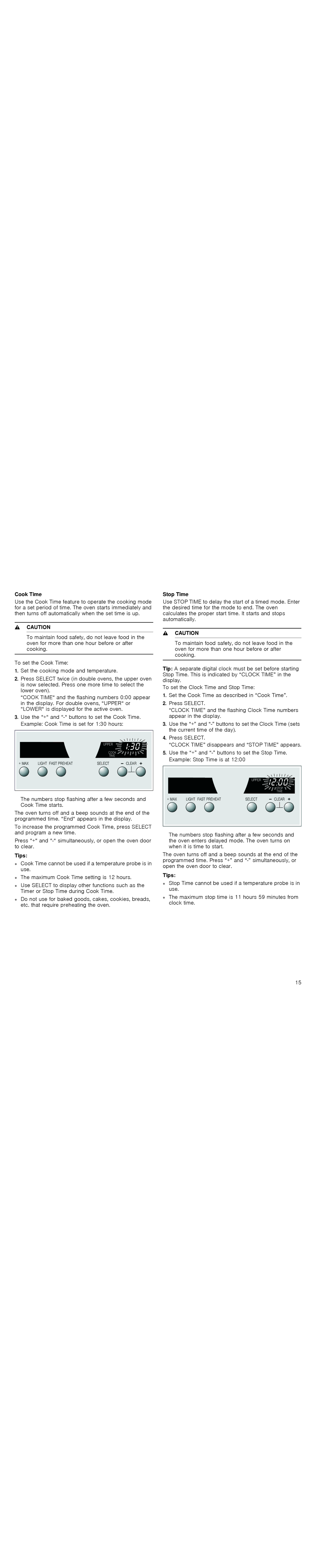 Thermador PODC302J, PODM301J, PODMW301J, POD301J manual Cook Time, Stop Time 