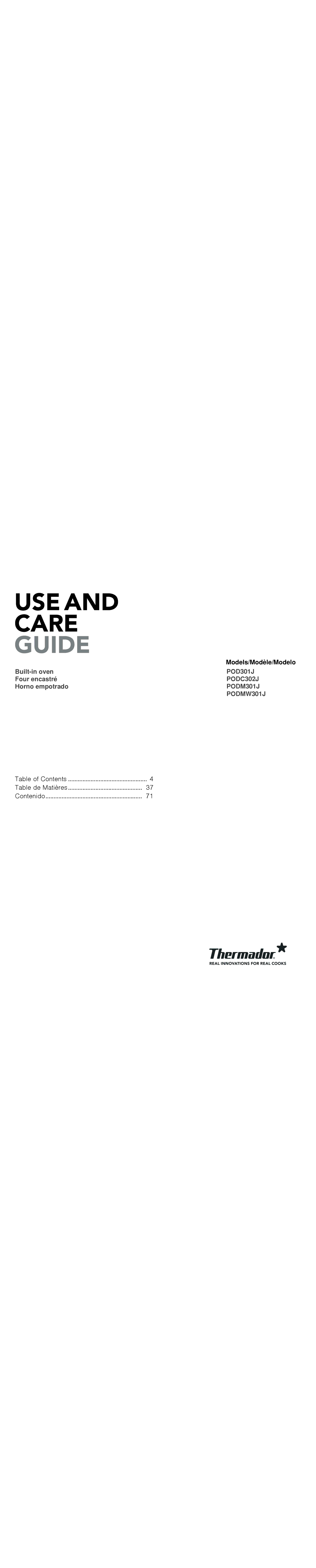 Thermador PODC302J, PODM301J, PODMW301J, POD301J manual Models/Modèle/Modelo 