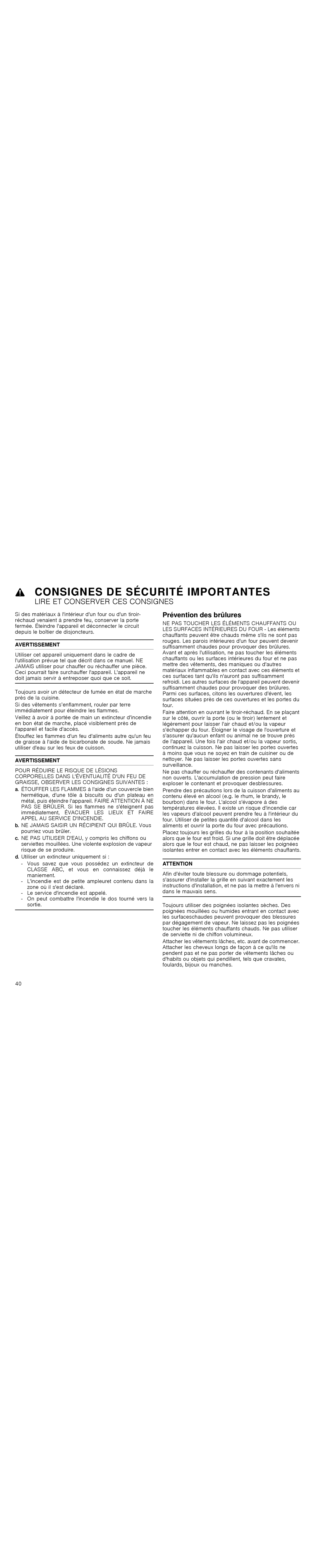 Thermador PODM301J, PODMW301J, POD301J, PODC302J manual Prévention des brûlures 