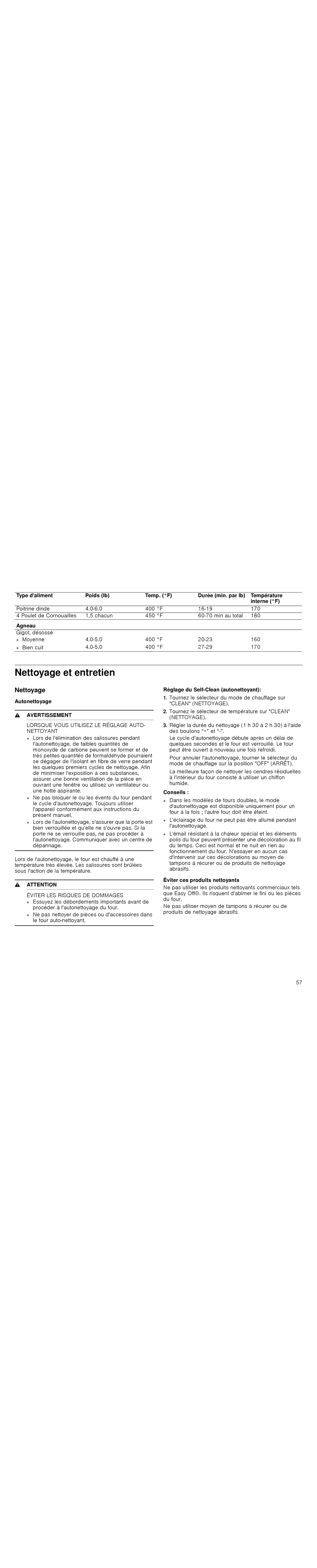 Thermador PODMW301J, PODM301J, POD301J, PODC302J manual Nettoyage et entretien 