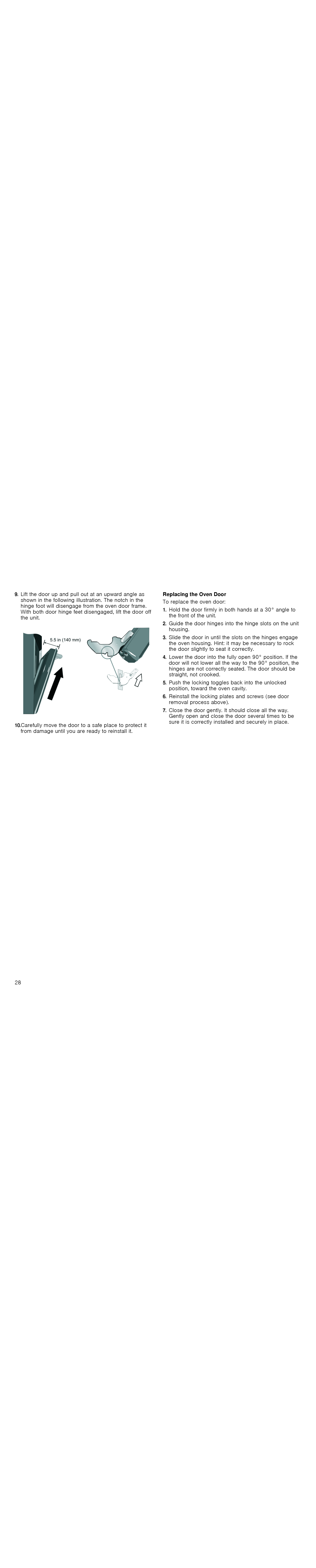 Thermador PODM301J, PODMW301J, POD301J, PODC302J manual Replacing the Oven Door 