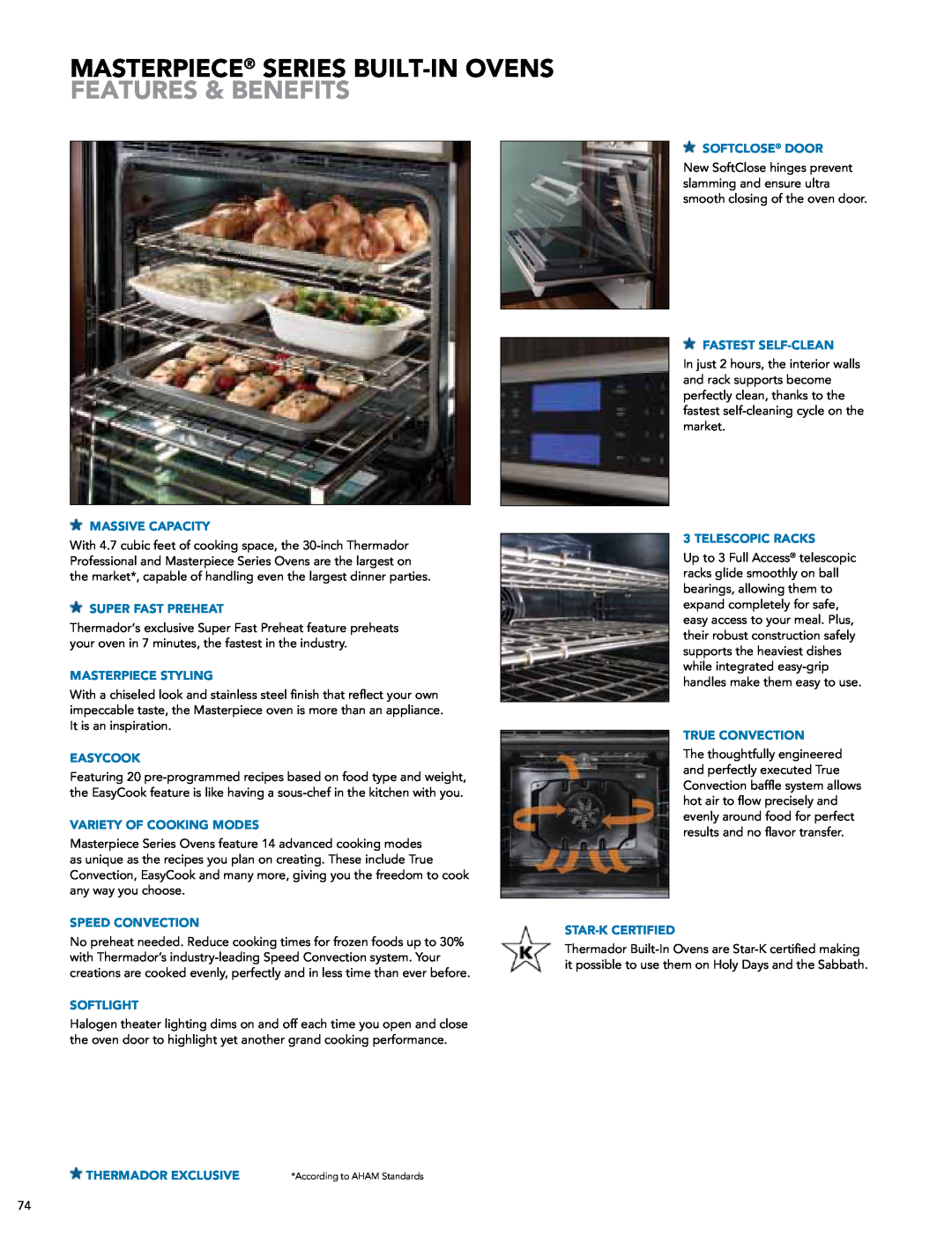 Thermador DWHD651JFP, PODMW301J manual Masterpiece Series Built-In Ovens Features & Benefits 