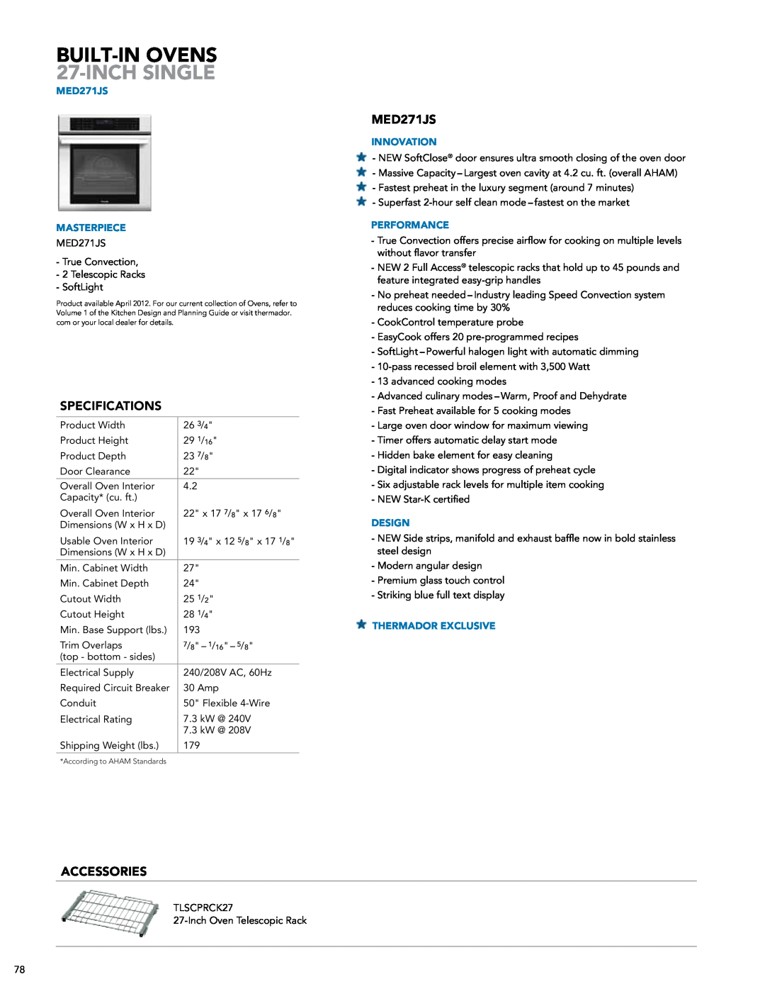 Thermador DWHD651JFP, PODMW301J manual inch SINGLE, Built-In Ovens 